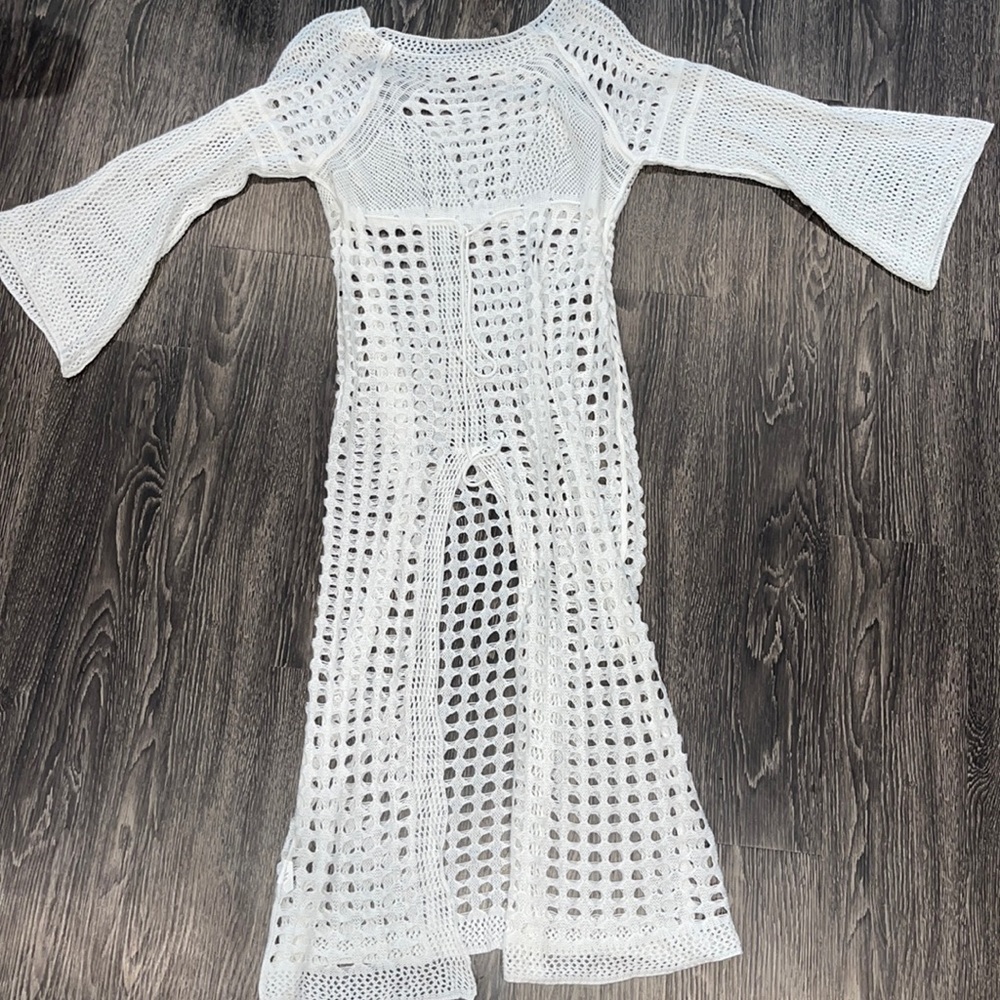 White Crochet Cover Up Dress